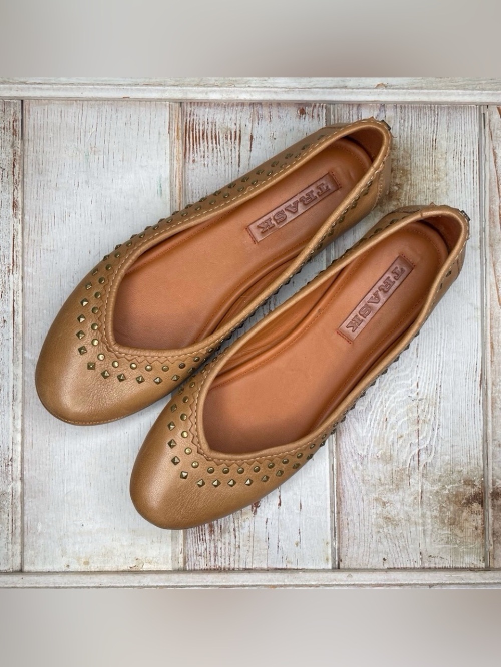 Trask Reily Studded Leather Ballet Flats